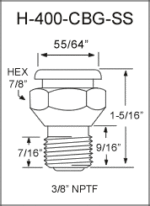 H-400-CBG-SS button head grease fitting drawing