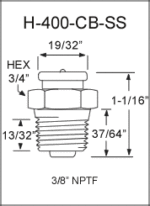 H-400-CB-SS button head grease fitting drawing