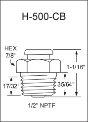H-500-CB button head grease fitting drawing