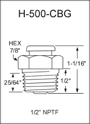 H-500-CBG button head grease fitting drawing