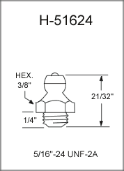 5/16"-24 UNF-2A Grease Fitting / Zerk Fitting drawing