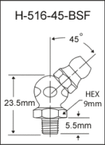 H-516-45-BSF british thread grease fitting