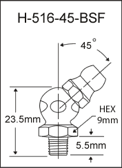 H-516-45-BSF british thread grease fitting