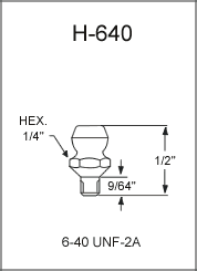 6-40 UNF-2A Grease Fitting / Zerk Fitting drawing