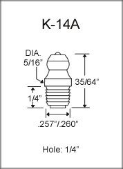 K-14A drive type grease fitting drawing