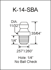 K-14-SBA drive type grease fitting drawing