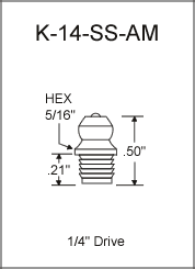 K-14-SS-AM stainless steel grease fitting drawing