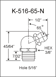 K-516-65-N drive type grease fitting drawing
