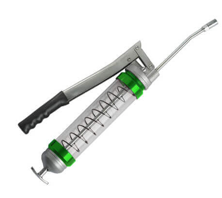 Clear Lever Action Grease Gun - Green Barrel Ends