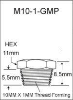 M10-1-GMP metric grease fitting drawing