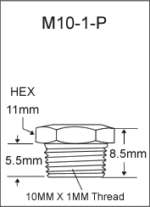 M10-1-P metric grease fitting drawing