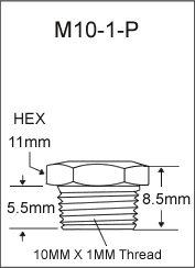 M10-1-P metric grease fitting drawing