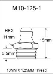 M10-125-1 metric grease fitting drawing