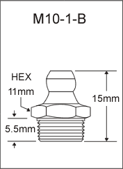 M10-1-B metric grease fitting drawing