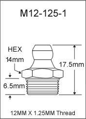 M12-125-1 metric grease fitting drawing