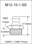 12MM X 1.5MM Stainless Steel Grease Fitting