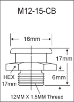 M12-15-CB metric button head grease fitting drawing