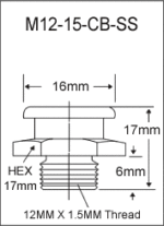 M12-15-CB-SS metric button head grease fitting drawing