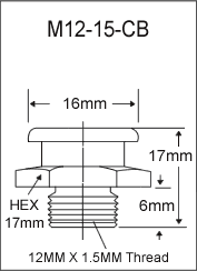 M12-15-CB metric button head grease fitting drawing