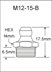 M12-15-B metric grease fitting drawing