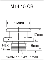 M14-15-CB metric button head grease fitting drawing