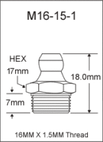 M16-15-1 metric grease fitting drawing