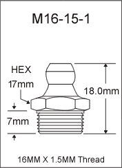 M16-15-1 metric grease fitting drawing