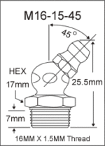 M16-15-45 metric grease fitting drawing