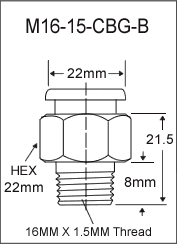 M16-15-CBG-B metric grease fitting drawing