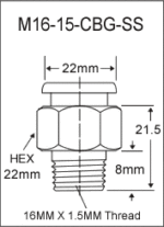 M16-15-CBG-SS metric grease fitting drawing