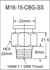 M16-15-CBG-SS metric grease fitting drawing