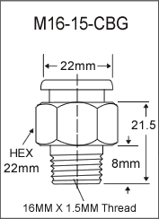 M16-15-CBG metric grease fitting drawing