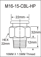 M16-15-CBL-HP metric button head grease fitting drawing