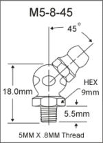 M5-8-45 metric grease fitting drawing