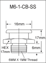 M6-1-CB-SS metric button head grease fitting drawing