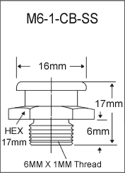 M6-1-CB-SS metric button head grease fitting drawing