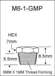 M6-1-GMP metric grease fitting drawing