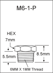 M6-1-P metric grease fitting drawing