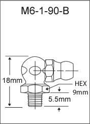 M6-1-90-B metric grease fitting drawing