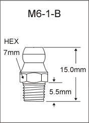 M6-1-B metric grease fitting drawing