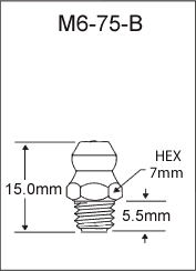 M6-75-B metric grease fitting drawing