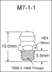 7MM X 1MM Grease Fitting / 7MM X 1MM Zerk Fitting