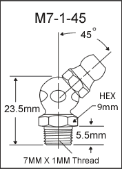 M7-1-45 metric grease fitting