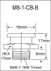 M8-1-CB-B metric grease fitting drawing