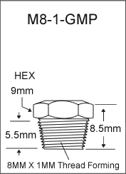 M8-1-GMP metric grease fitting drawing
