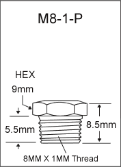 M8-1-P metric grease fitting drawing