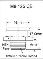 M8-125-CB metric button head grease fitting drawing