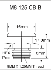 M8-125-CB-B metric grease fitting drawing
