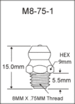 8MM X .75MM Grease Fitting / 8MM X .75MM Zerk Fitting