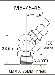 M8-75-45 metric grease fitting